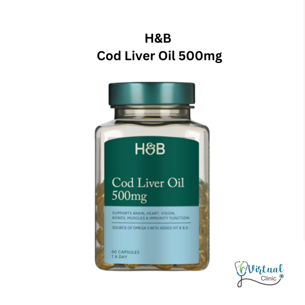 H&B Pure Cod Liver Oil 500mg । পিওর কড লিভার অয়েল ৫০০ গ্রাম
